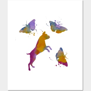 Boxer Dog Art With Butterflies Posters and Art